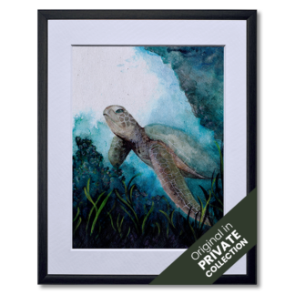 watercolour painting of sea turtle
