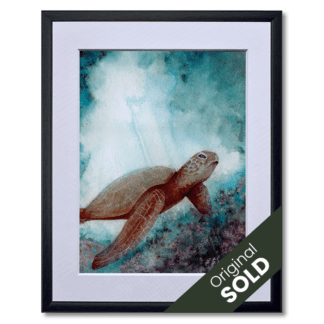 watercolour painting of sea turtle