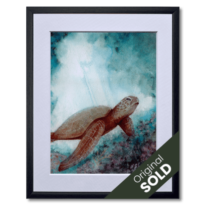 watercolour painting of sea turtle