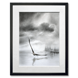 graphite drawing of golden eagle in flight