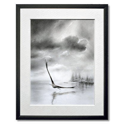 graphite drawing of golden eagle in flight