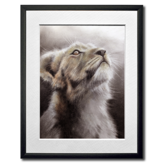 mixed media painting of lion